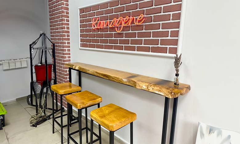Bar Tipi Kütük Masa Sandalye